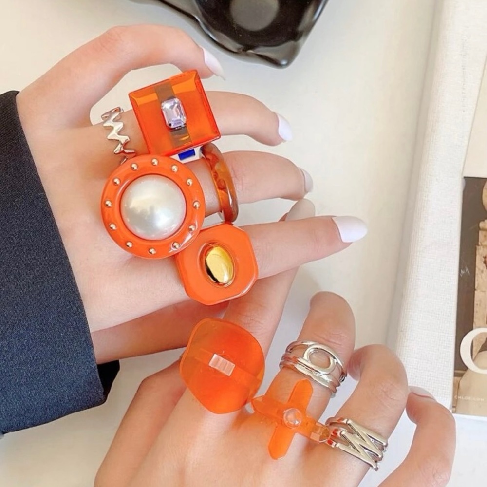 9pcs Faux Pearl Decor Ring
One size
